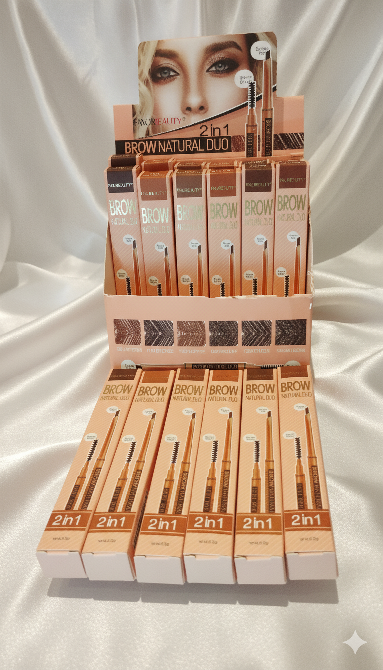 Favor Beauty 2 in 1 Rimel y ceja duo Brown natural 6 tonos