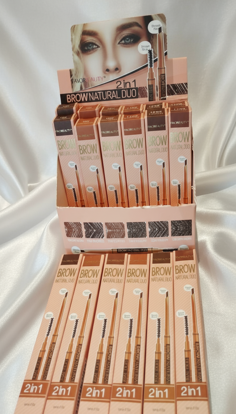 Favor bauty 2 en 1 rimel y ceja duo brown natural 6 tonos